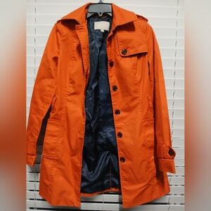 Pre-owned Banana Republic Women's Vibrant Orange Trench Coat Clean Sz Xs